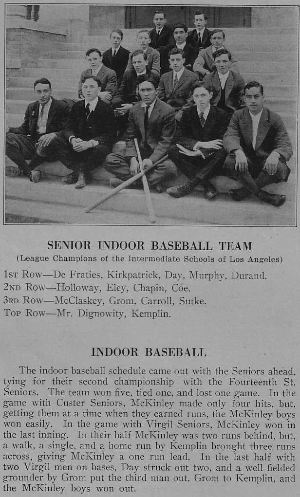Athletics - Senior Indoor Baseball Team & Indoor Baseball