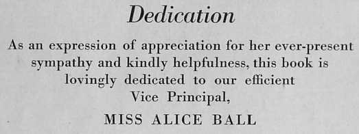 Dedication to Miss Alice Ball